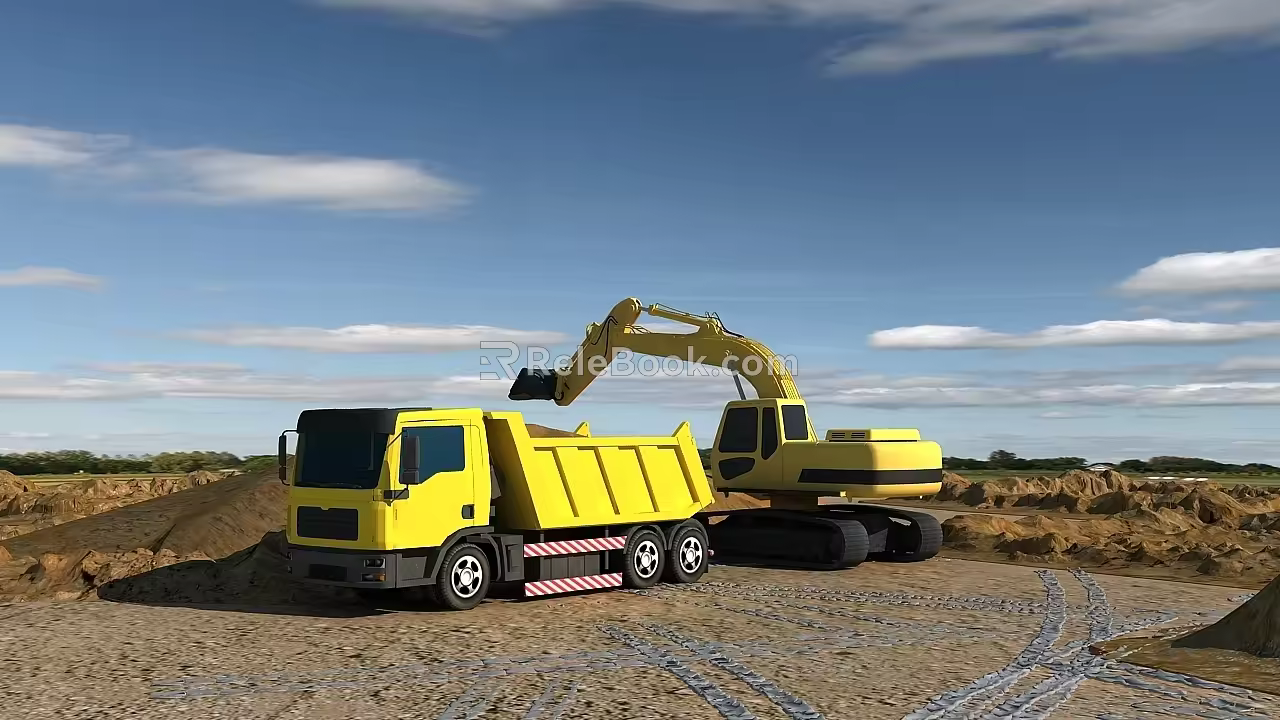 Excavator for excavation and loading 3d model