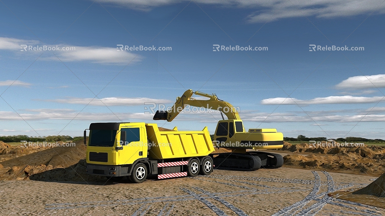 Excavator for excavation and loading 3d model