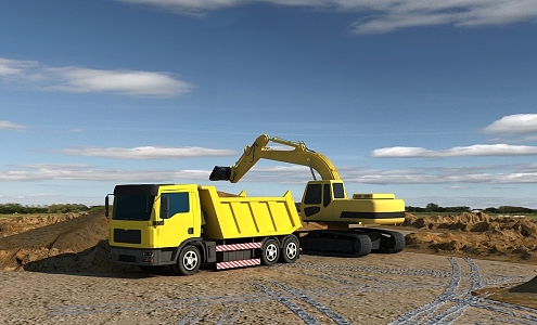 Excavator for excavation and loading 3d model