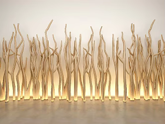 Modern branch dry branch modeling courtyard wall bamboo hedge wooden railing creative branch modeling wall art tree trunk branch 3d model