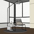 Modern leisure chair combination carpet side table venetian blinds landing 3d model