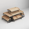 Fruit Store Fresh Fruit Display Shelves With Wooden Counter And Metal Frame Design