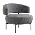 Fluffy Single Sofa With Curved Armrest And Metal Legs Modern Design