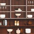 Modern Wooden Wine Cabinet Interior Design With Glass Doors Wine Glasses And Decor Items