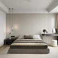 Modern Bedroom Interior Design With Comfortable Bed Nightstand And Pendant Lights 3d model