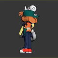 Animated Game Characters White Cat Yellow Gloves Apron And Orange Dog Green Hat Thumbs Up