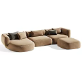 Elegant Modern Sectional Sofa With Soft Upholstery Decorative Pillows And Ottoman 3d model