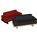 Modern Leather Two Seater Sofas With Wooden Bases 3d model