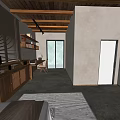 Homestay Guest Room With Wooden Stairs Cozy Sofa And Natural Rug Interior