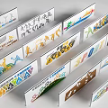 Colorful Background Wall Decor Panels With Sports Figures And Various Patterns