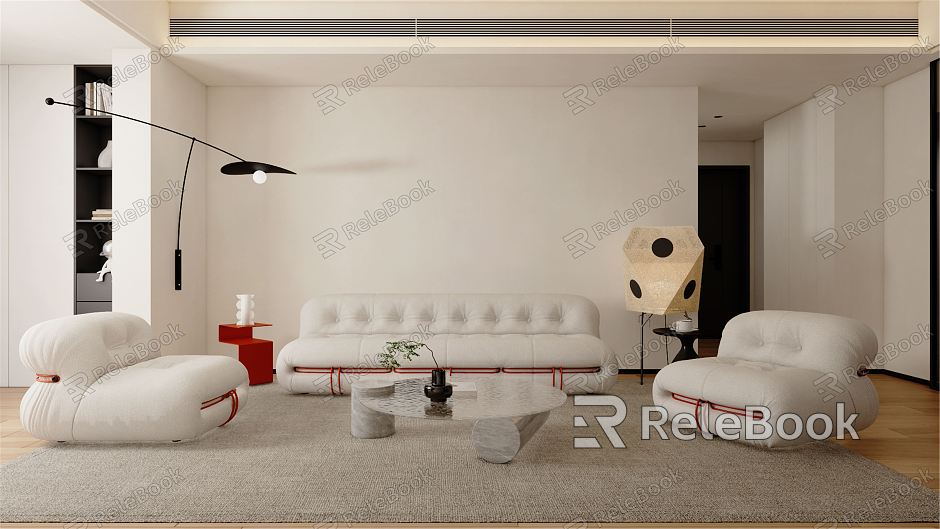 Modern living room sofa coffee table combination model