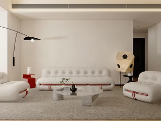 Modern living room sofa coffee table combination 3d model