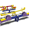 Colorful Playground Seesaws With Whale Design And Yellow Red Structures 3d model