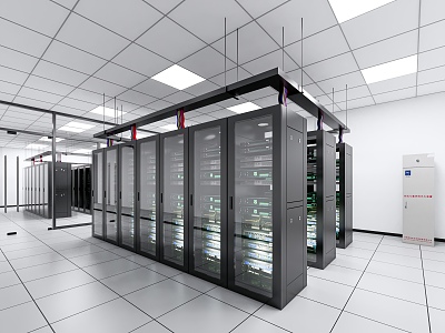 server room network equipment weak current box server cabinet database information center 3d model