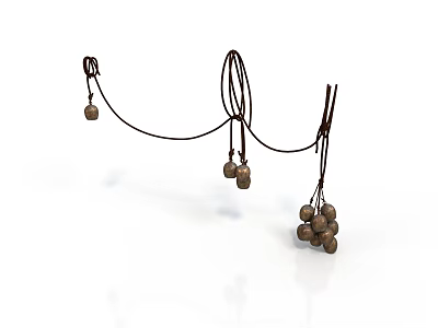Decorative Hanging Wooden Balls With String For Home Living Accessories 3d model