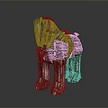 Rustic Wooden Horse Sculpture With Metal Accents And Handcrafted Design