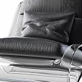 Modern Single Sofa With Black Leather Cushion And Transparent Acrylic Frame 3d model