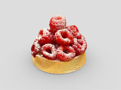 Delicious Raspberry Tart with Sweet Powdered Sugar Topping and Golden Crust 3d model
