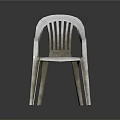 White Plastic Leisure Chair With Ergonomic Armrests And Slatted Backrest Modern Simple Design For Relaxation