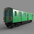 Green Subway Train Exterior Design With Windows Doors And Red Headlights