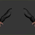 Human Arms With Black Long Sleeves And Pink Hands On Gray Background