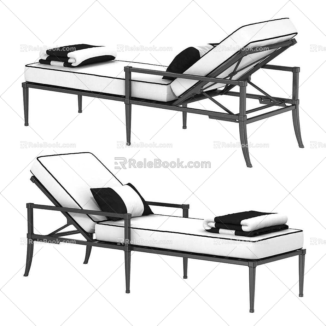 Modern black and white chaise lounge chair 3d model