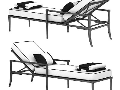 Modern black and white chaise lounge chair 3d model