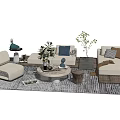 Quiet Sofa Tea Table Combination Sofa Coffee Table 3d model