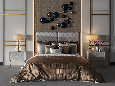 Post-modern background double bed double bed decorations pendant model