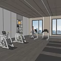 Bright Modern Fitness Studio With Treadmills Exercise Bikes And Yoga Mats On Wooden Flooring