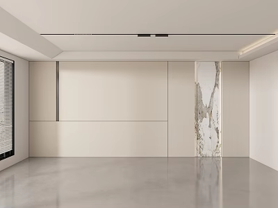 Modern Minimalist Background Wall Design With Beige Panels And Marble Texture 3d model
