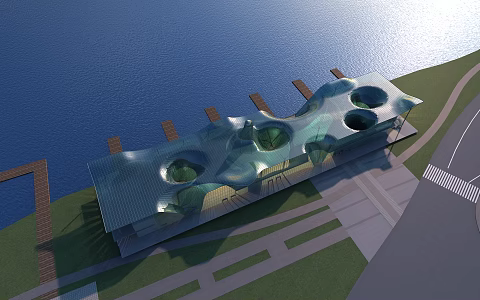 Modern Wharf Architecture 3d model