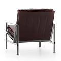 Elegant Modern Burgundy Leather Leisure Chair With Metal Frame And Armrests