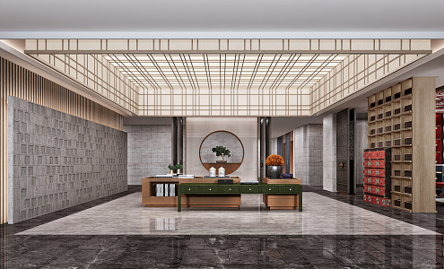 New Chinese Lobby Hall 3d model