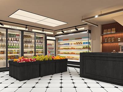 Fruit Store Door Head French Fruit Store Shelf 3d model