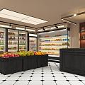 Fruit Store Door Head French Fruit Store Shelf 3d model