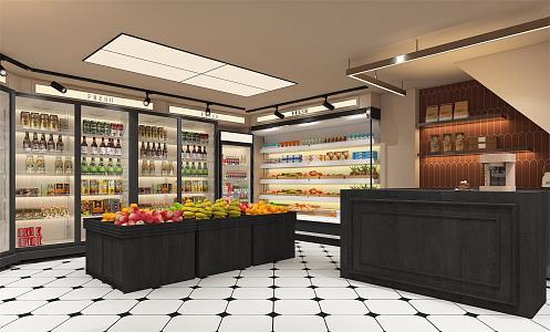 Fruit Store Door Head French Fruit Store Shelf 3d model