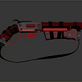 Futuristic Red And Black Gun With Strap And Metallic Design Elements 3d model