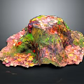 Vibrant Plant Growth On Colorful Tree Stump With Green Red And Yellow Hues