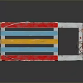 Vintage Sled With Colorful Striped Seat And Shiny Metal Frame Design
