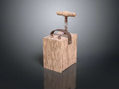 Vintage Wooden Switch Panel With Classic Handle And Metal Accents 3d model