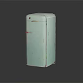 Vintage Light Blue Refrigerator With Worn Out Finish And Classic Design
