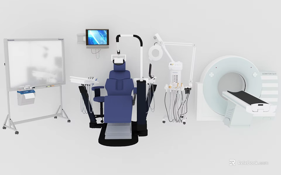 Professional Medical Equipment Set With Dental Chair X-ray Machine And Monitor 3d model 