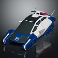 Futuristic Blue And White Police Function Car With Emergency Lights And Streamlined Design
