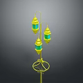 Gold Decorative Floor Lamp With Three Green Glass Lanterns