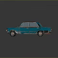 Vintage Blue Car With Red Rust On Roof And Classic Design Details