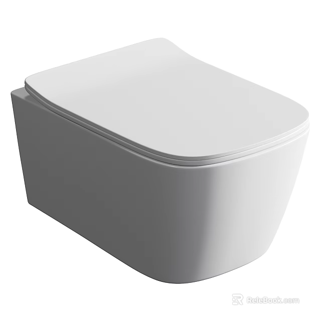 Sleek Modern Wall-Hung Toilet Featuring Clean Lines and Smooth White Ceramic Finish 3d model 