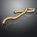 Golden Scaled Reptile Snake with Coiled Body and Metallic Texture on Dark Background