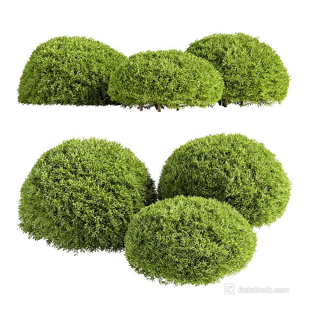 Lush Green Round Decorative Bushes For Garden Landscaping And Outdoor Design 3d model 