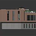 Modern Commercial Complex With Rooftop Pool Sunshade Canopies Lounger Chairs And Green Plants On Rooftop